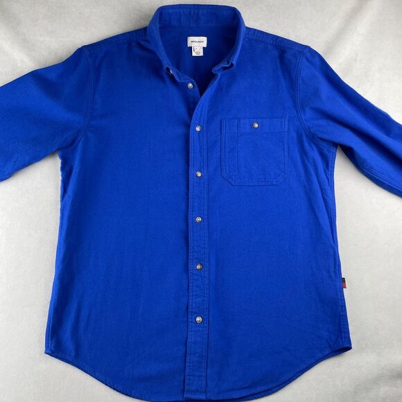 Woolrich Shirt Mens L Royal Blue Long Sleeve Button Front Pocket Archive WX0005 - Picture 2 of 8